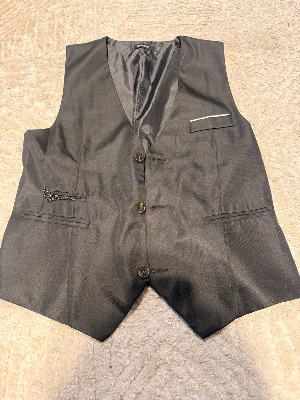 Black Men's Dress Vest with Notch Hem